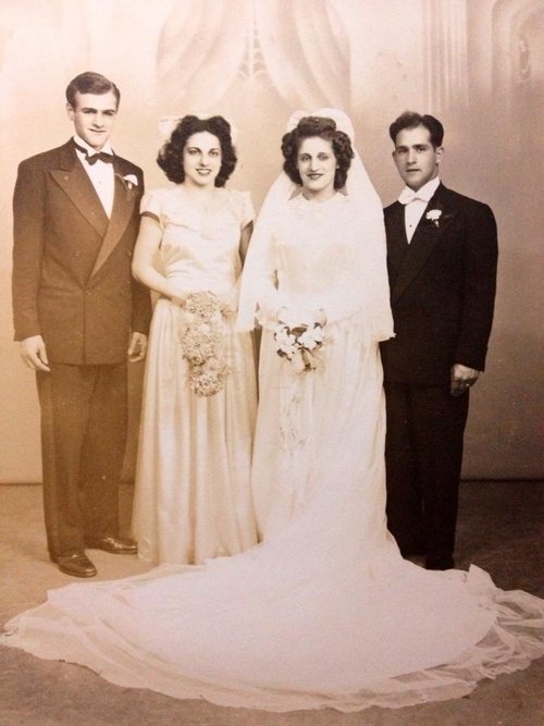 The wedding party with her brother Charlie on the left. He was the tallest one in the family.